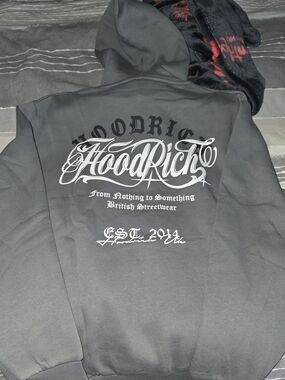 Hoodrich Black Graphic Hoodie - White Script Logo